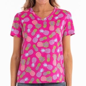NWT New Fresh Produce Pineapple Playground Flamingo Pink Tee Top
